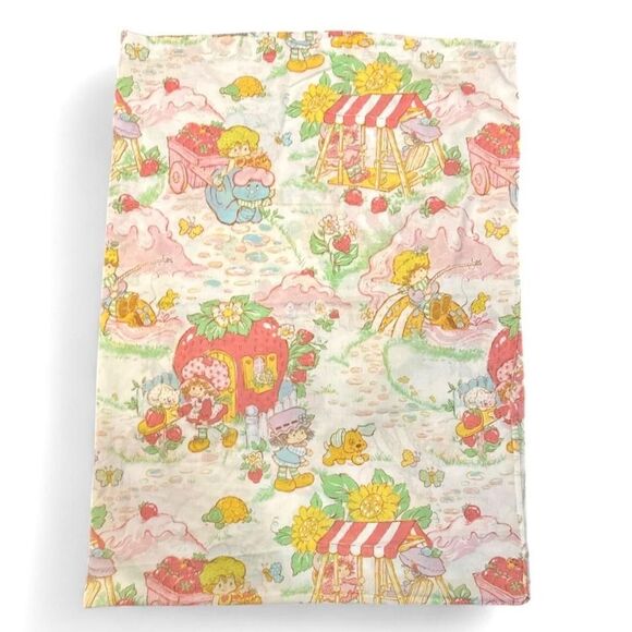 Vintage 1980 Strawberry Shortcake Twin Sheets Pillowcase American Greetings USA - Picture 3 of 6